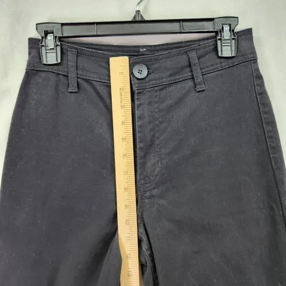 Oat New York Jeans Women's Size 4/27 Black Denim High Rise Wide Leg Raw Hem - Picture 6 of 15